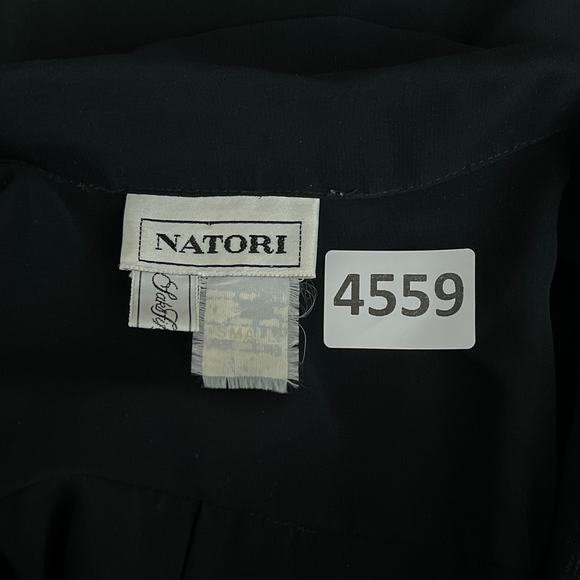 Natori Saks Tunic Top Women S Black Sheer Floral Embroidered Button Up READ - Picture 8 of 10